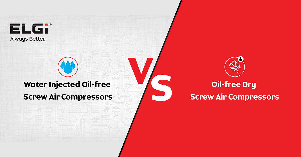 Compressori a vite oil free ad iniezione d’acqua Vs.  Compressori a vite  oil free a secco